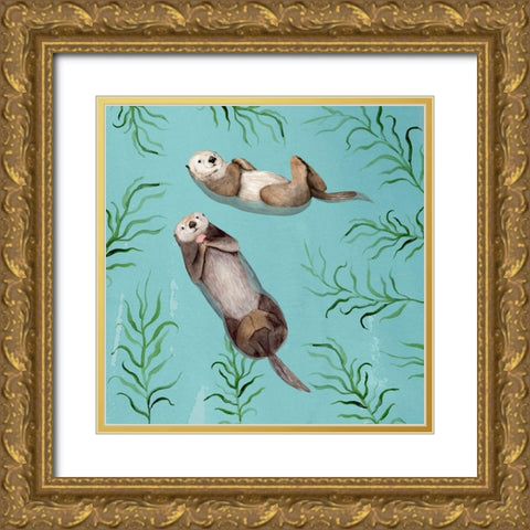 Otters Paradise IV Gold Ornate Wood Framed Art Print with Double Matting by Borges, Victoria