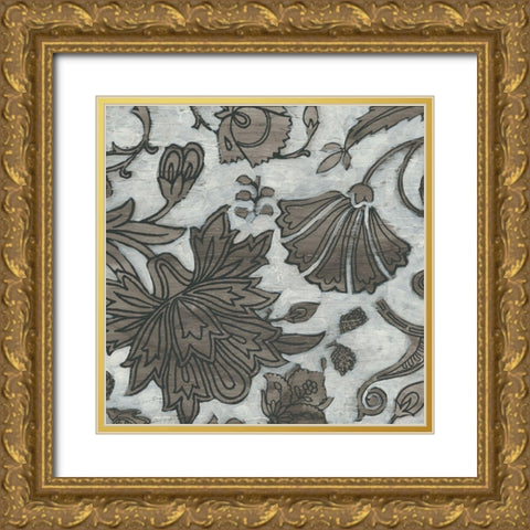 Barnwood Chintz III Gold Ornate Wood Framed Art Print with Double Matting by Vess, June Erica