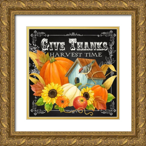 Harvest Greetings II Gold Ornate Wood Framed Art Print with Double Matting by Maday, Jane