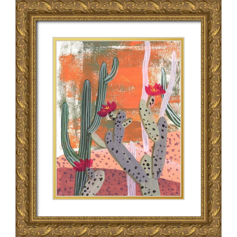 Desert Flowers I Gold Ornate Wood Framed Art Print with Double Matting by Wang, Melissa