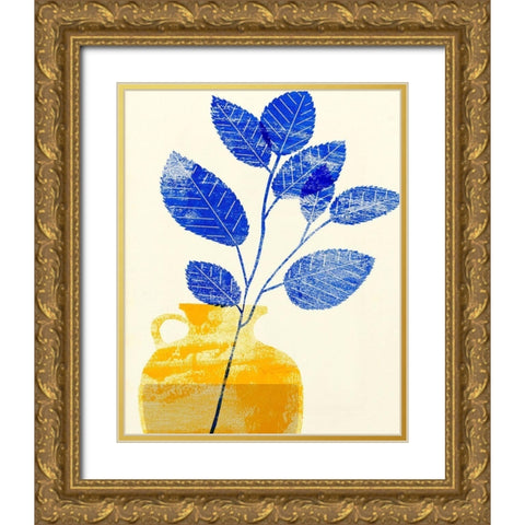 Florero Amarillo I Gold Ornate Wood Framed Art Print with Double Matting by Wang, Melissa