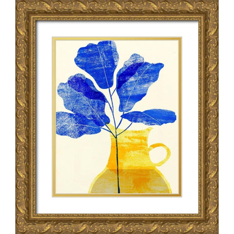 Florero Amarillo II Gold Ornate Wood Framed Art Print with Double Matting by Wang, Melissa