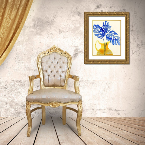 Florero Amarillo III Gold Ornate Wood Framed Art Print with Double Matting by Wang, Melissa