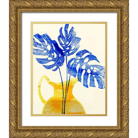 Florero Amarillo III Gold Ornate Wood Framed Art Print with Double Matting by Wang, Melissa