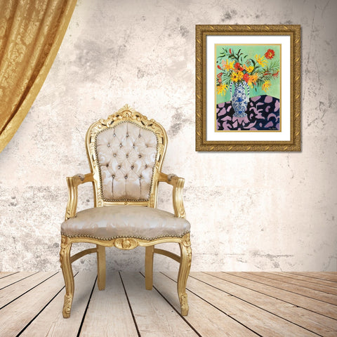 Blooming in Sunshine IV Gold Ornate Wood Framed Art Print with Double Matting by Ramos, Nina