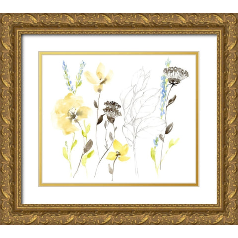 Wild Flowers and Contour II Gold Ornate Wood Framed Art Print with Double Matting by Goldberger, Jennifer