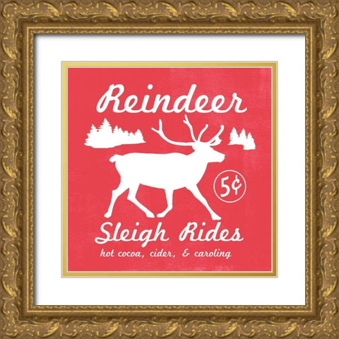Reindeer Rides I Gold Ornate Wood Framed Art Print with Double Matting by Scarvey, Emma