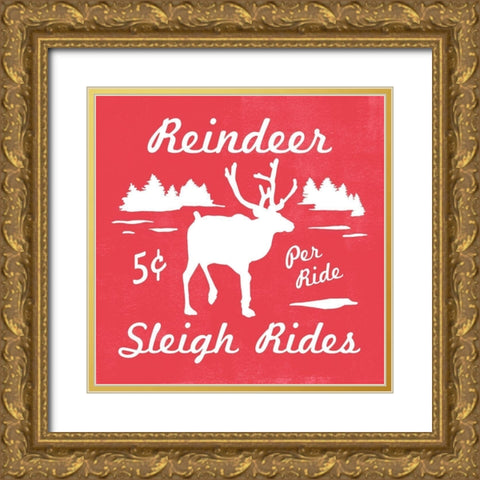 Reindeer Rides II Gold Ornate Wood Framed Art Print with Double Matting by Scarvey, Emma