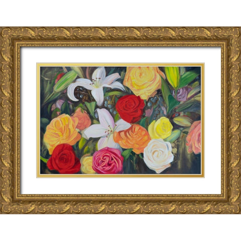 Floral Abundance II Gold Ornate Wood Framed Art Print with Double Matting by Iafrate, Sandra