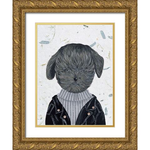 Hip Dog I Gold Ornate Wood Framed Art Print with Double Matting by Wang, Melissa