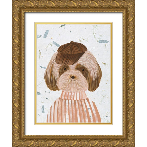 Hip Dog II Gold Ornate Wood Framed Art Print with Double Matting by Wang, Melissa