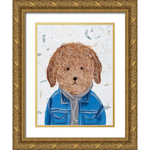 Hip Dog III Gold Ornate Wood Framed Art Print with Double Matting by Wang, Melissa