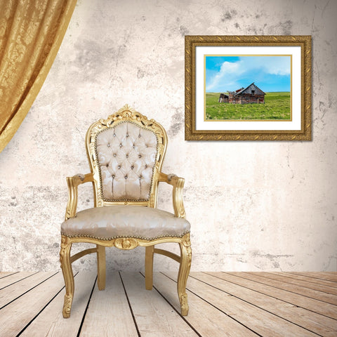 Barn Scene II Gold Ornate Wood Framed Art Print with Double Matting by McLoughlin, James