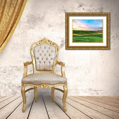 Farmscape Photo V Gold Ornate Wood Framed Art Print with Double Matting by McLoughlin, James