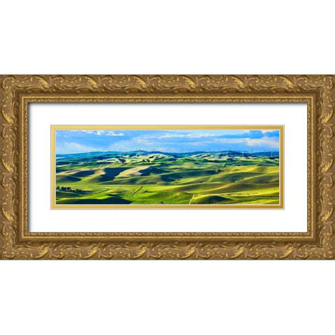 Farmscape Panorama III Gold Ornate Wood Framed Art Print with Double Matting by McLoughlin, James