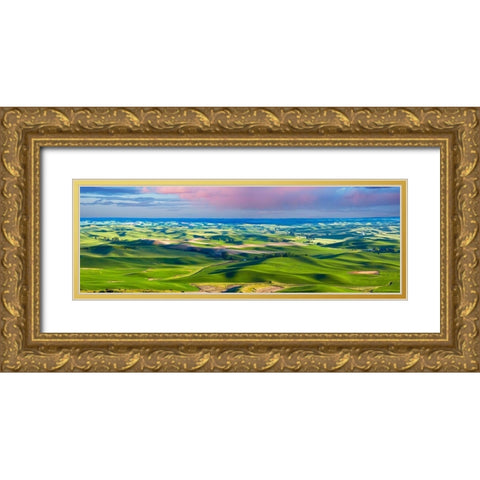Farmscape Panorama IV Gold Ornate Wood Framed Art Print with Double Matting by McLoughlin, James