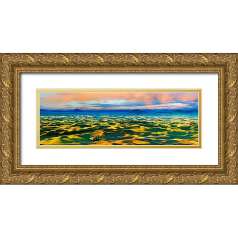 Farmscape Panorama V Gold Ornate Wood Framed Art Print with Double Matting by McLoughlin, James