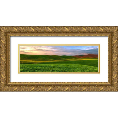 Farmscape Panorama VI Gold Ornate Wood Framed Art Print with Double Matting by McLoughlin, James