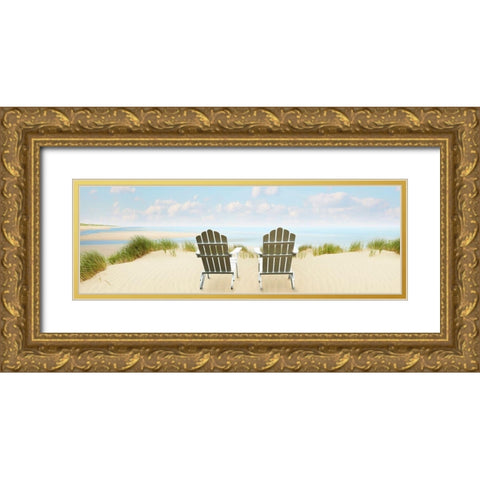 Beachscape Panorama VI Gold Ornate Wood Framed Art Print with Double Matting by McLoughlin, James