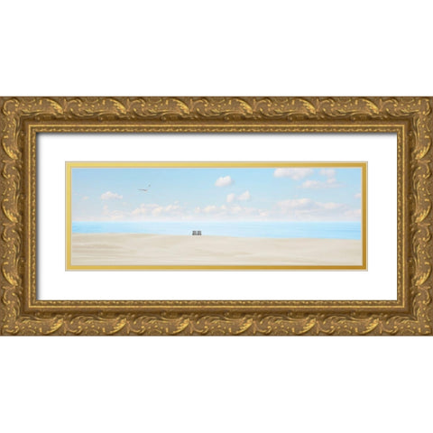Beachscape Panorama VII Gold Ornate Wood Framed Art Print with Double Matting by McLoughlin, James