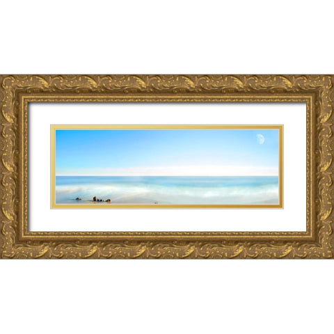 Beachscape Panorama IX Gold Ornate Wood Framed Art Print with Double Matting by McLoughlin, James