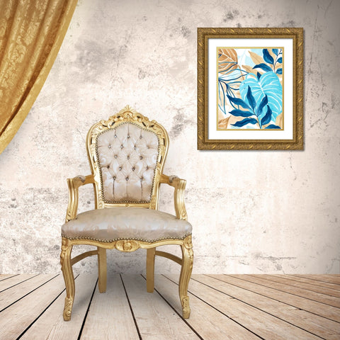 Blue Jungle I Gold Ornate Wood Framed Art Print with Double Matting by Vess, June Erica