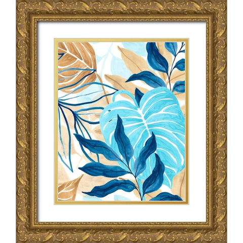 Blue Jungle I Gold Ornate Wood Framed Art Print with Double Matting by Vess, June Erica