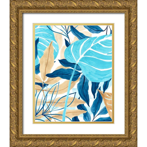 Blue Jungle II Gold Ornate Wood Framed Art Print with Double Matting by Vess, June Erica