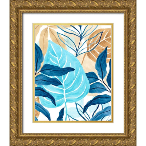 Blue Jungle III Gold Ornate Wood Framed Art Print with Double Matting by Vess, June Erica