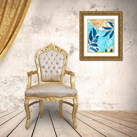 Blue Jungle IV Gold Ornate Wood Framed Art Print with Double Matting by Vess, June Erica