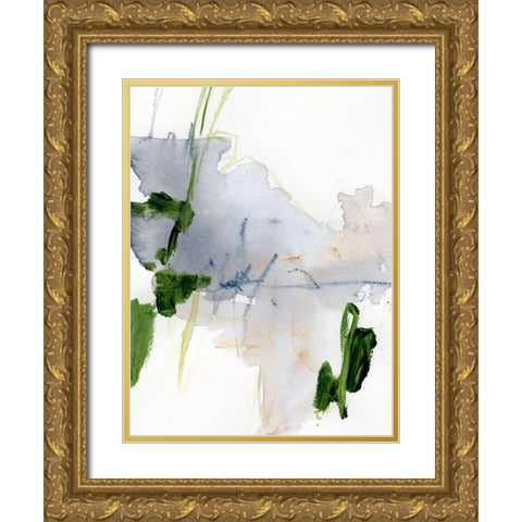 Green and Grey I Gold Ornate Wood Framed Art Print with Double Matting by Barnes, Victoria