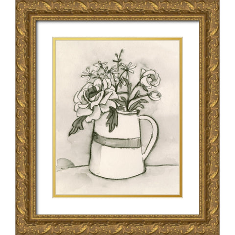 Bouquet Scribble II Gold Ornate Wood Framed Art Print with Double Matting by Caroline, Emma