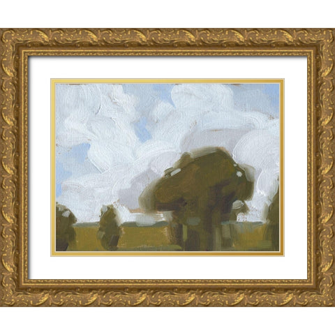 Brushy Summer Sky I Gold Ornate Wood Framed Art Print with Double Matting by Harper, Ethan