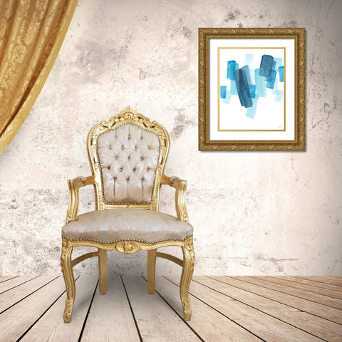 Azure Fragment I Gold Ornate Wood Framed Art Print with Double Matting by Vess, June Erica