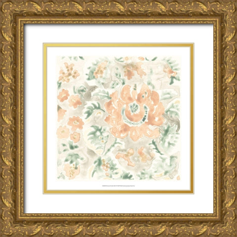 Terracotta Garden Tile I Gold Ornate Wood Framed Art Print with Double Matting by Vess, June Erica