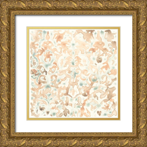 Terracotta Garden Tile II Gold Ornate Wood Framed Art Print with Double Matting by Vess, June Erica