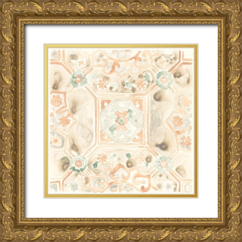 Terracotta Garden Tile VIII Gold Ornate Wood Framed Art Print with Double Matting by Vess, June Erica