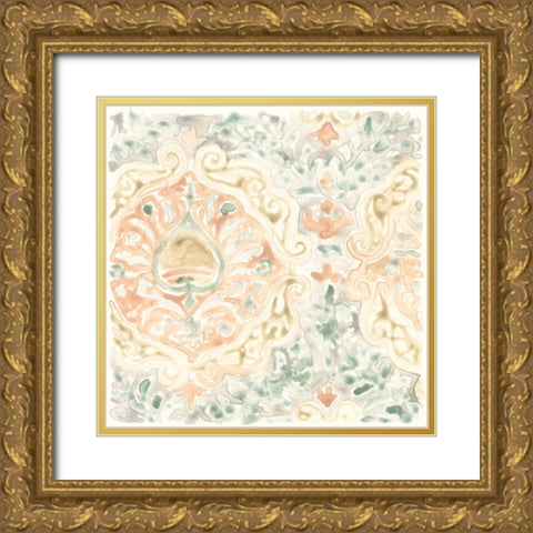 Terracotta Garden Tile IX Gold Ornate Wood Framed Art Print with Double Matting by Vess, June Erica