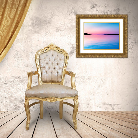 Lakescape III Gold Ornate Wood Framed Art Print with Double Matting by McLoughlin, James