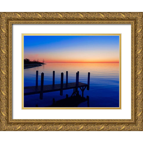 Lakescape V Gold Ornate Wood Framed Art Print with Double Matting by McLoughlin, James