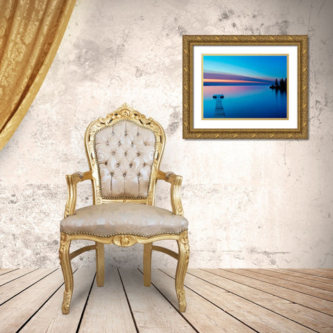 Lakescape XIII Gold Ornate Wood Framed Art Print with Double Matting by McLoughlin, James