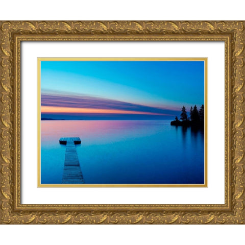 Lakescape XIII Gold Ornate Wood Framed Art Print with Double Matting by McLoughlin, James
