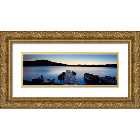 Lakescape Panorama I Gold Ornate Wood Framed Art Print with Double Matting by McLoughlin, James