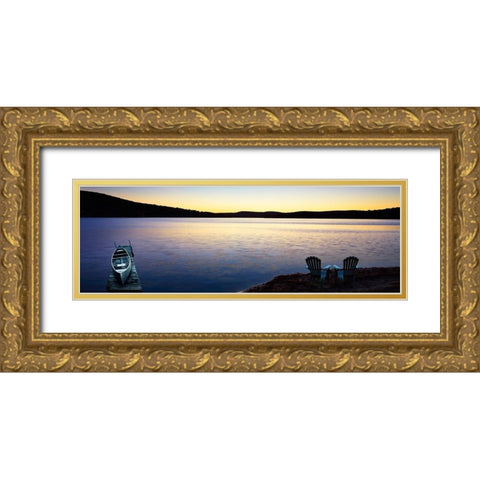 Lakescape Panorama II Gold Ornate Wood Framed Art Print with Double Matting by McLoughlin, James