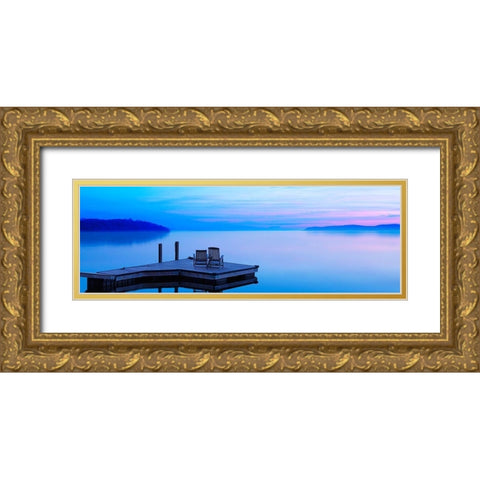 Lakescape Panorama III Gold Ornate Wood Framed Art Print with Double Matting by McLoughlin, James