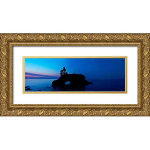 Lakescape Panorama IX Gold Ornate Wood Framed Art Print with Double Matting by McLoughlin, James