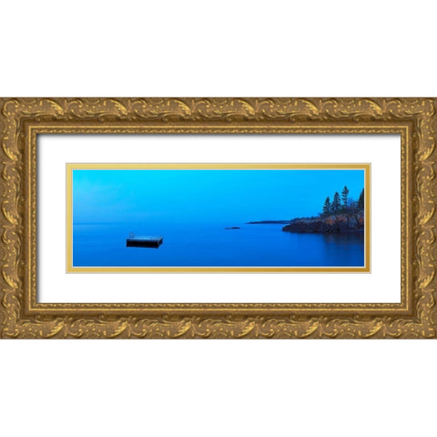 Lakescape Panorama X Gold Ornate Wood Framed Art Print with Double Matting by McLoughlin, James