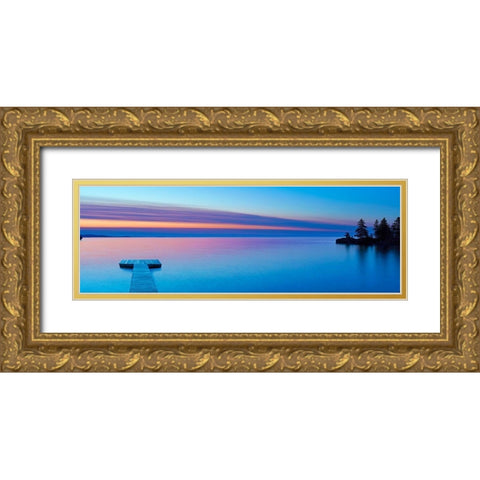 Lakescape Panorama XI Gold Ornate Wood Framed Art Print with Double Matting by McLoughlin, James