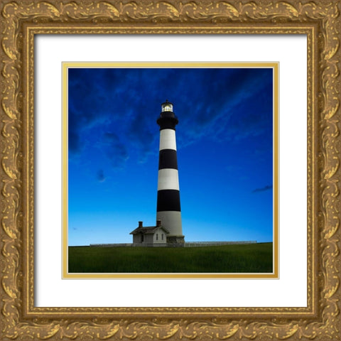 Lighthouse at Night III Gold Ornate Wood Framed Art Print with Double Matting by McLoughlin, James