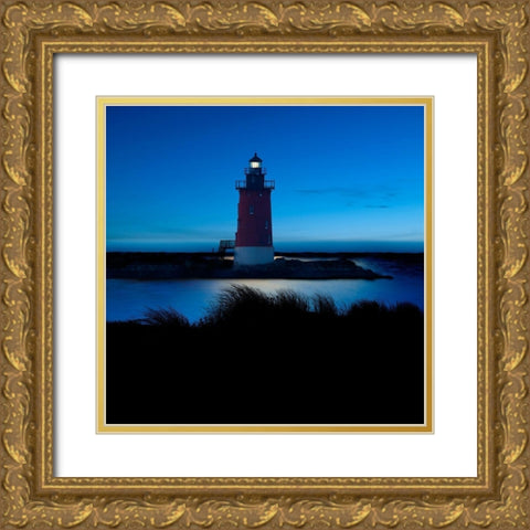 Lighthouse at Night IV Gold Ornate Wood Framed Art Print with Double Matting by McLoughlin, James